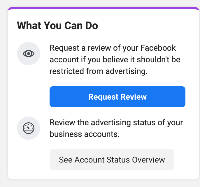 Facebook Ad Account Request Review