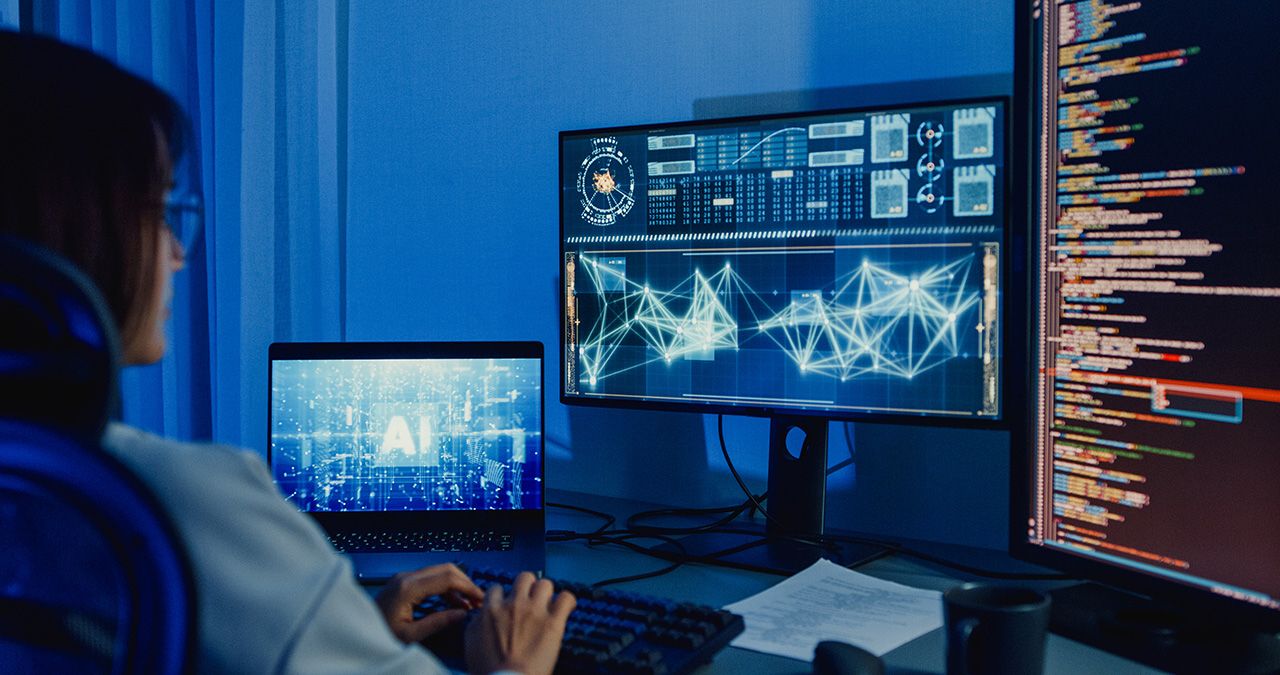 Cybersecurity Person at Desktop