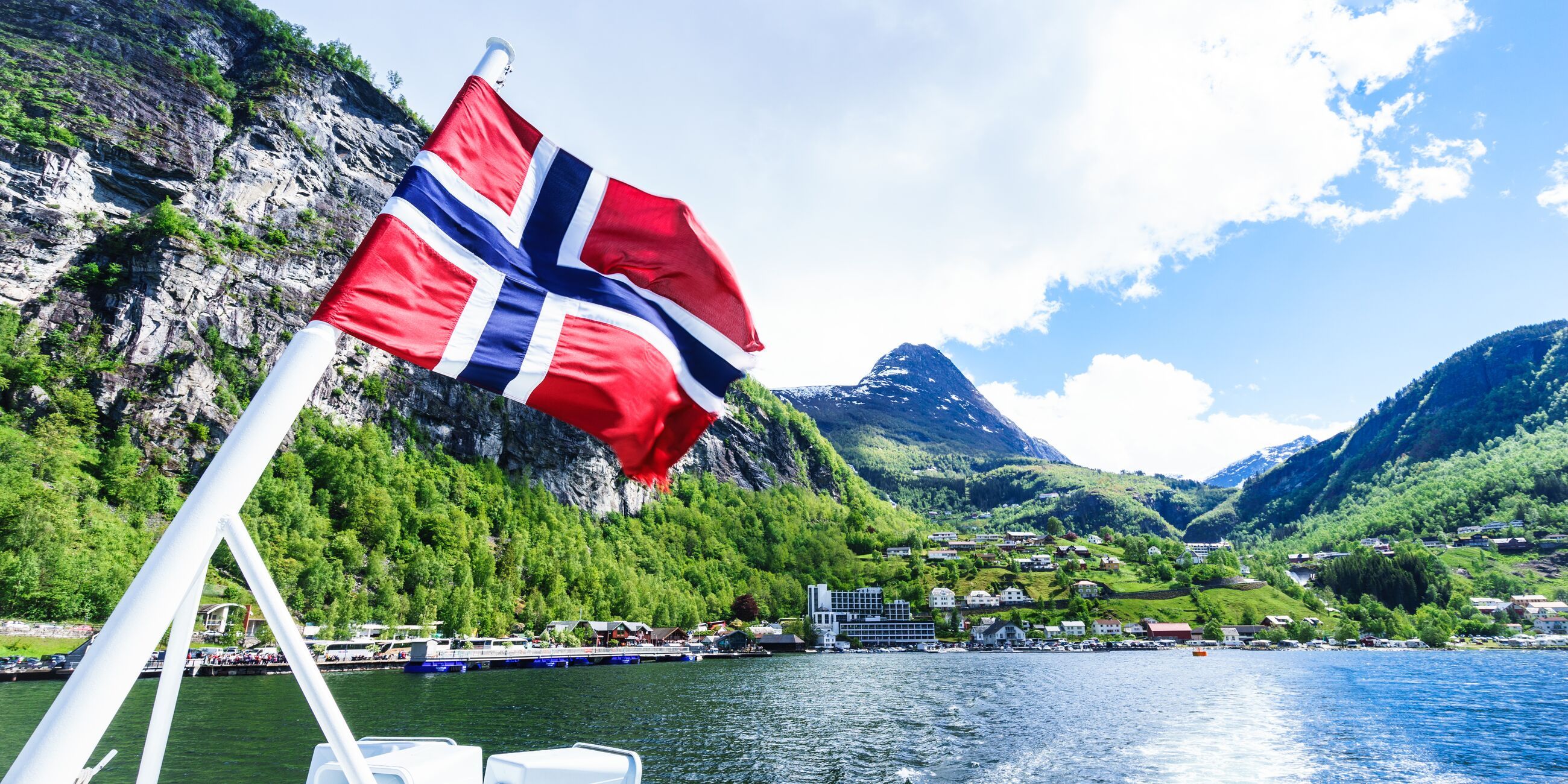 Website Banner Norwegian Flag With Beautiful Background 1159185364