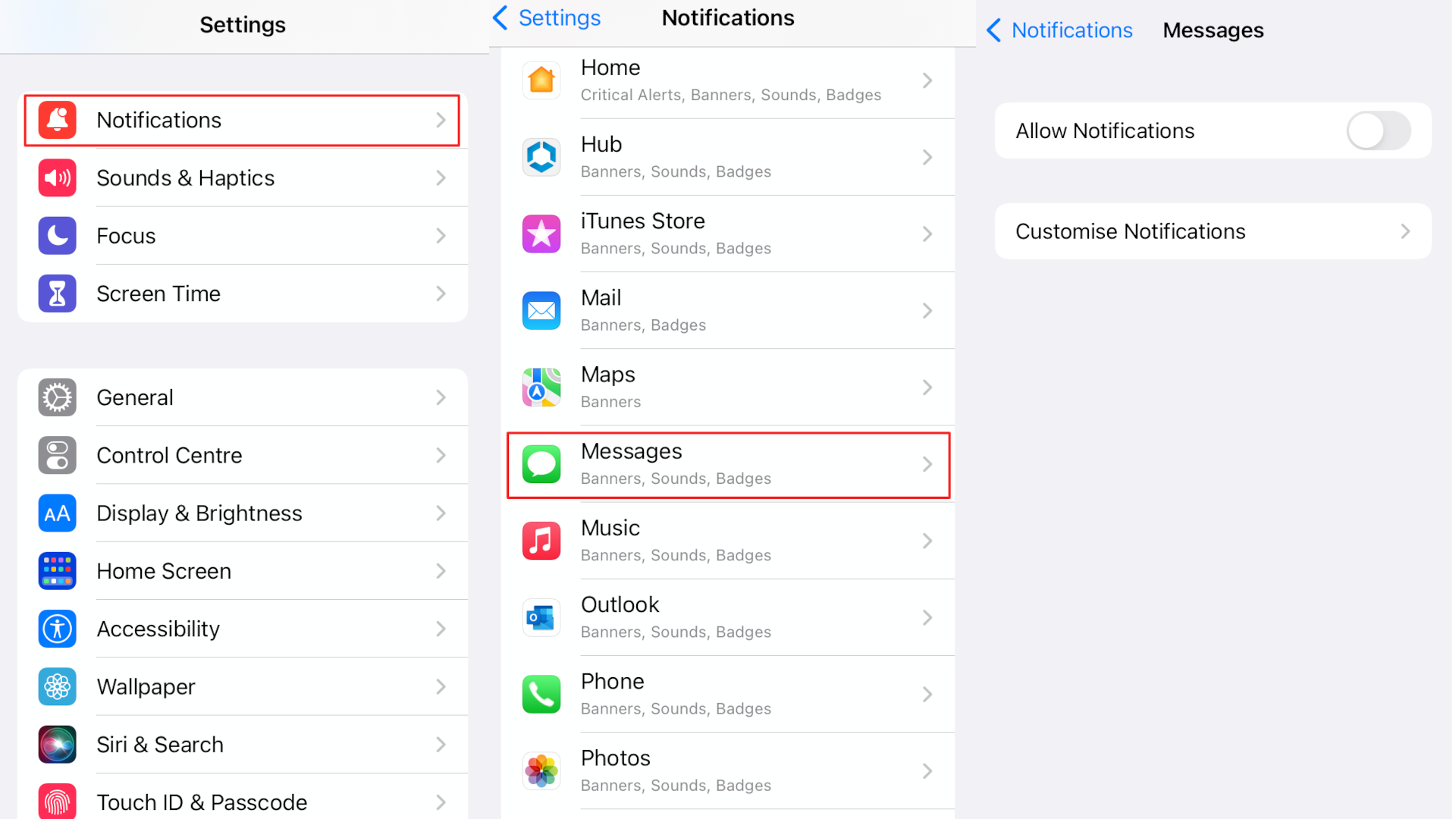 Turn off Push Notifications iOS App Settings
