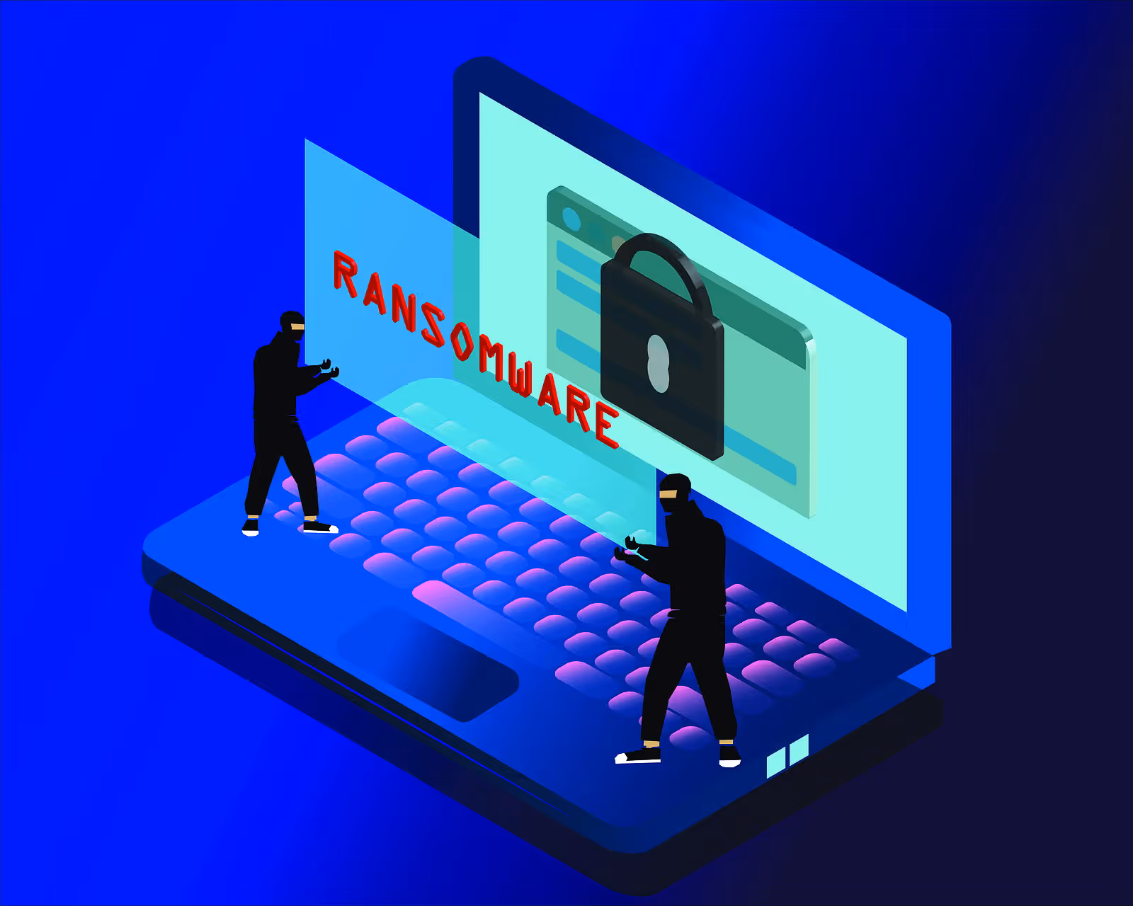 Ransomware Malware Cybersecurity Ransmomeware Attack Graphic on a Laptop (6)