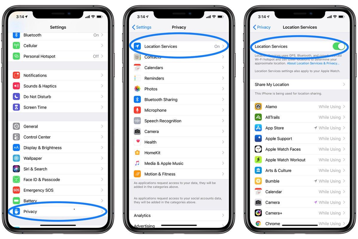 Turn off Location Services on iPhone