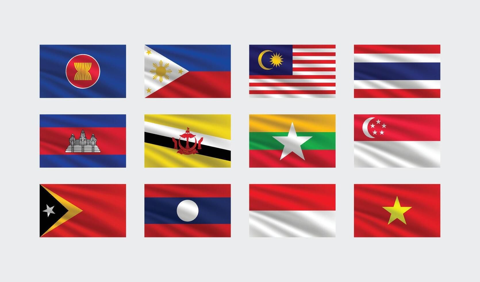 National Flag of All Asean Countries Set of Asean Country Flag Free Vector