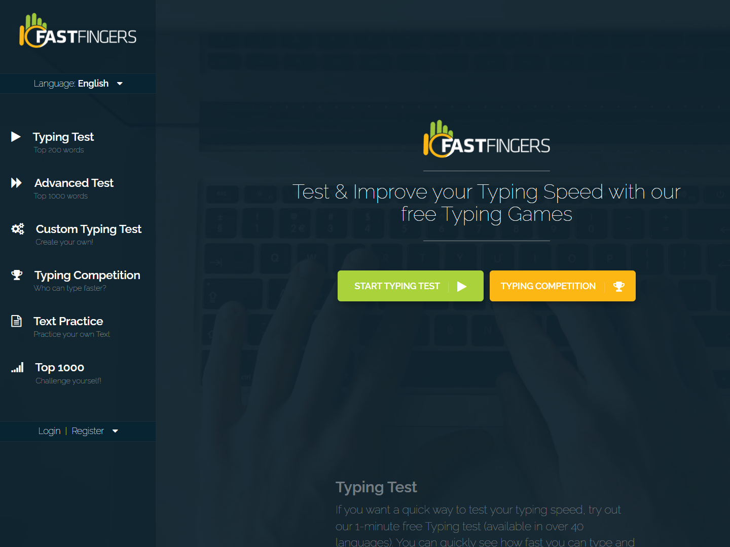 10fastfingers Main Screen 43