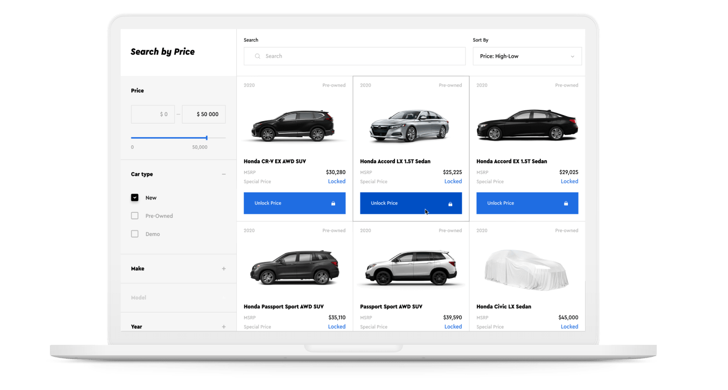 Search by Price Screen Main