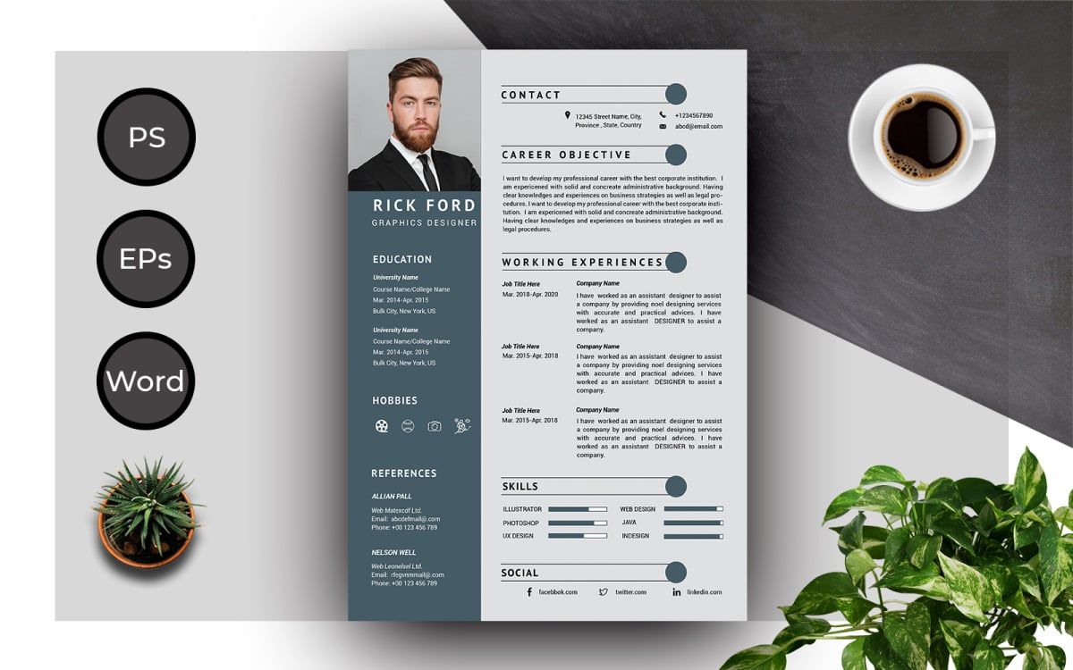 Resume Template of Rick Ford Creative and Professional CV Resume 187082 Original