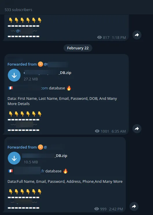 Stolen Data Telegram Scrubbed