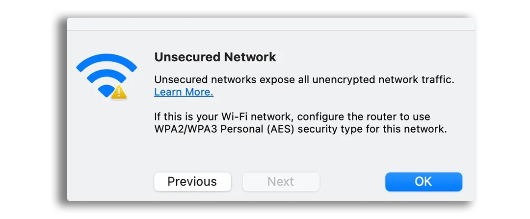 Unsecured Network Notification